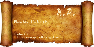 Mauks Patrik névjegykártya